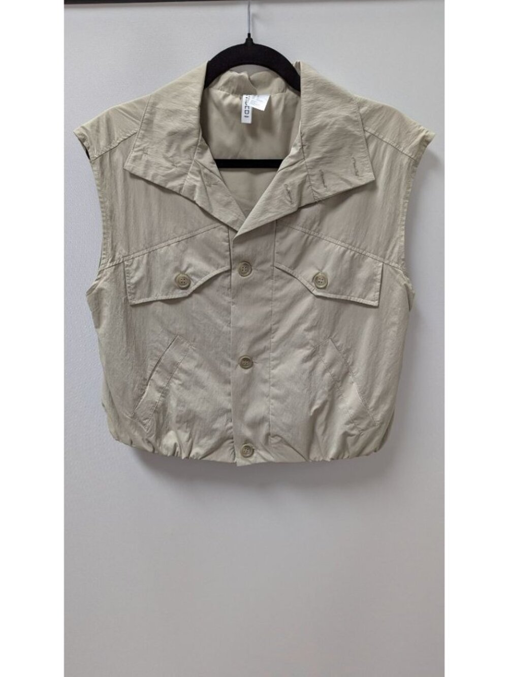 Divided H&M Light Khaki Button-Down Cropped Utility Vest